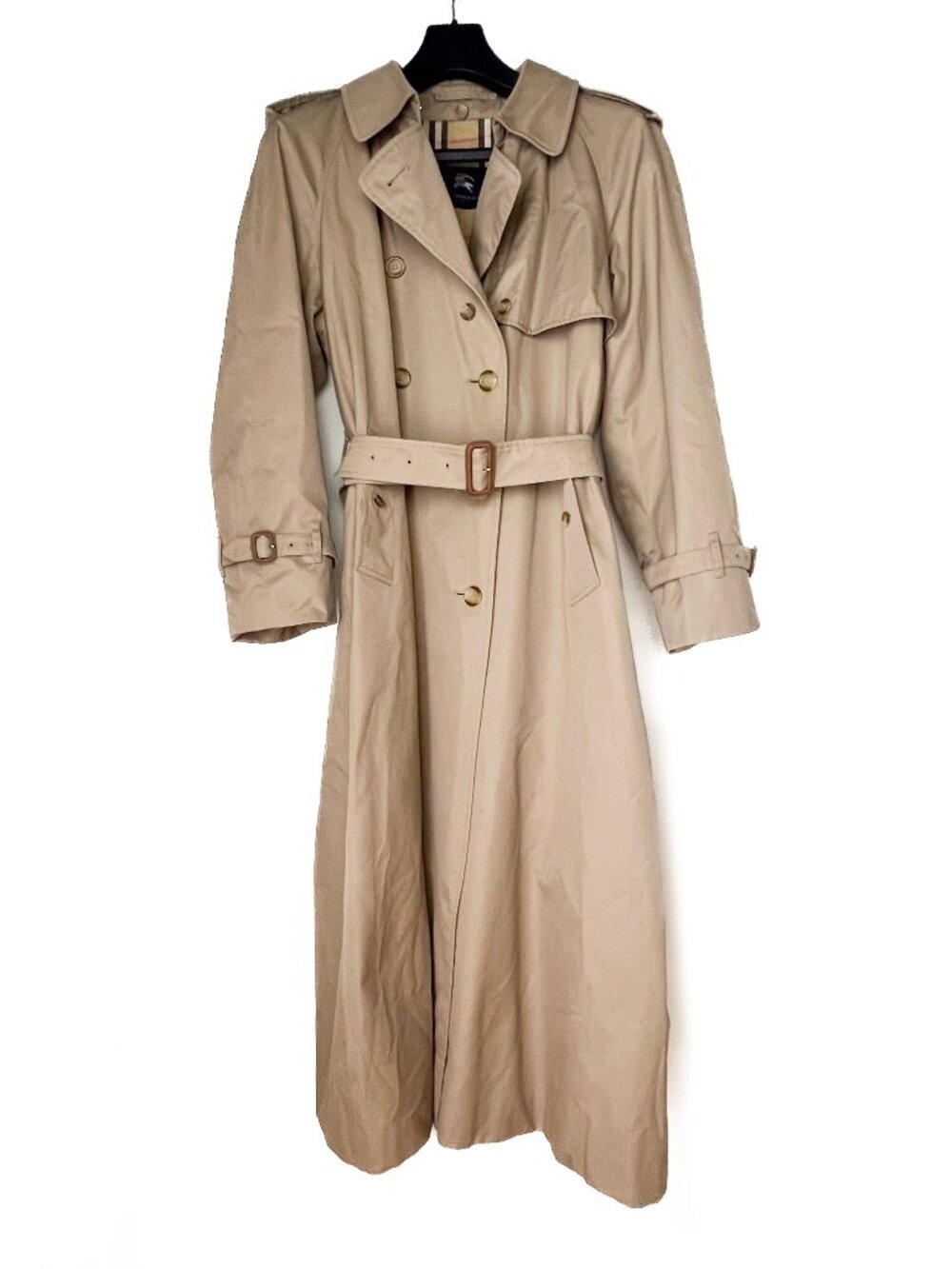 Burberry London Women's Beige Belted Trench Coat Nova Check 14 X Long Authentic